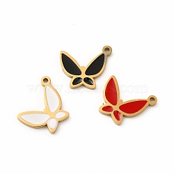Ion Plating(IP) 304 Stainless Steel Enamel Pendants, Butterfly, Mixed Color, 15x13x1mm, Hole: 1.2mm(STAS-F291-02G)