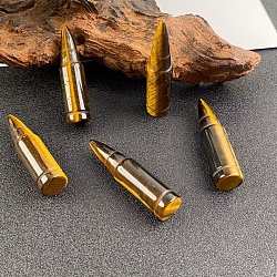 Natutal Tiger Eye Bullet Figurines Statues for Home Desk Decorations, 40x10mm(PW-WG11455-05)