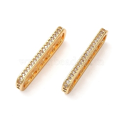 Brass Micro Pave Cubic Zirconia Multi-Strand Links, Rectangle Connector, Spacer Bars, Real 18K Gold Plated, 23.5x2x6mm, Hole: 1.2mm(KK-P239-02C-G)