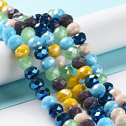 Glass Beads Strands, Faceted, Rondelle, Sky Blue, 8x6mm, Hole: 1mm, about 65~68pcs/strand, 15.7~16.1 inch(40~41cm)(EGLA-A034-M8mm-32)
