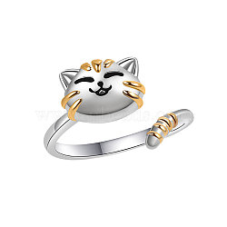 Adjustable Opening Brass with Enamel Ring, Rotating Ring, Cat, Colorful, 9mm(PW-WG20627-01)