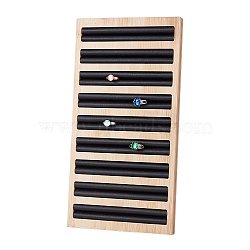 9-Slot Bamboo Ring Organizer Display Trays, with Imitation Leather Inside, Rectangle, Black, 28x15x1.7cm(EDIS-WH0016-044B)
