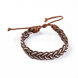 Korean Waxed Polyester Cord Braided Bracelets, with Waxed Cotton Cords, Coffee, 2-3/8 inch~3 inch(6.2~7.5cm)(BJEW-JB04180-02)