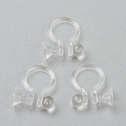 Plastic Clip-on Earring Findings, for Non-pierced Ears, Clear, 12.5x9x1.2mm, Hole: 0.9mm, Fit for 2.3mm Rhinestone(KY-P001-11A)