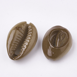 Spray Paint Cowrie Shell Beads, Two Tone, No Hole/Undrilled, Coffee, 20~25x14~16x5~7mm(X-SHEL-S274-26A)