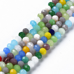 Faceted Glass Beads Strands, Imitation Jade, Rondelle, Colorful, 4x3.5mm, Hole: 0.9mm, about 124~128pcs/strand, 16.93 inches(43cm)(GLAA-S197-001B-A01)