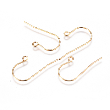 304 Stainless Steel Earring Hooks, with Horizontal Loop, Golden, 27.5x16.5x0.8mm, Hole: 1.8mm, 21 Gauge, Pin: 0.7mm