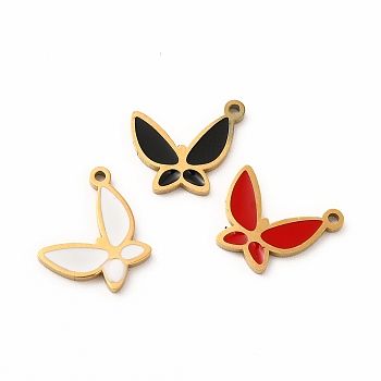 Ion Plating(IP) 304 Stainless Steel Enamel Pendants, Butterfly, Mixed Color, 15x13x1mm, Hole: 1.2mm