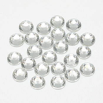 Flat Back Glass Rhinestone Cabochons, Back Plated, Half Round, Crystal, SS8, 2.5mm, about 1440pcs/bag