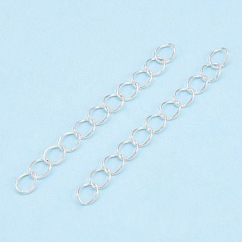 Iron Chain Extender, Curb Chains, Nickel Free, Silver, 70mm, Link: 5~5.5x3.5~4x0.5mm