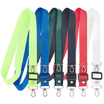 Nbeads 6Pcs 6 Colors Imitation Nylon Mobile Accessories, Cell Phone Lanyards, Adjustable Neck Strap, with Platinum Tone Iron Swivel Clasps & PP Plastic Slide Buckle, Mixed Color, 65~126x2.5x0.5cm