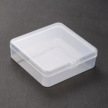 (Defective Closeout Sale: Scratch) Plastic Bead Containers, Square, Clear, 9.55x9.5x2.8cm