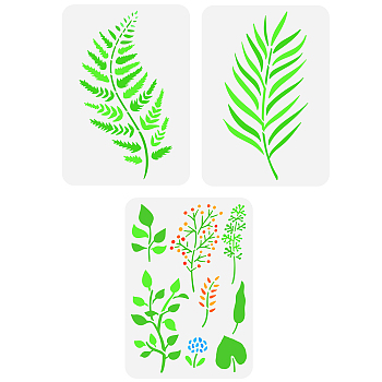 Plastic Drawing Painting Stencils Templates, for Painting on Scrapbook Fabric Tiles Floor Furniture Wood, Rectangle, Plants Pattern, 29.7x21cm, 3pcs/set