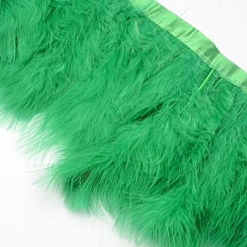 Fashion Feather Cloth Strand Costume Accessories, Green, 120~190x28~56mm, about 2m/bag