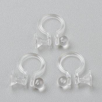 Plastic Clip-on Earring Findings, for Non-pierced Ears, Clear, 12.5x9x1.2mm, Hole: 0.9mm, Fit for 2.3mm Rhinestone