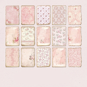 30 Sheets 15 Styles Vintage Flower Scrapbook Paper Pads, for DIY Album Scrapbook, Background Paper, Diary Decoration, Pink, 140x100mm, 2 sheets/style