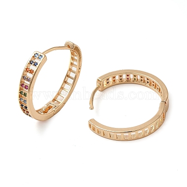 Brass Micro Pave Colorful Cubic Zirconia Hoop Earrings for Women(EJEW-M238-26KCG)-2