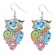 Spray Painted Stainless Steel Owl Dangle Earrings(EJEW-I256-12P)-1