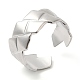 304 Stainless Steel Rhombus Open Cuff Ring for Women(RJEW-I098-24P)-1