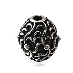 304 Stainless Steel Beads, Oval with Swirl Pattern, Antique Silver, 10.5x9.5mm, Hole: 1.8mm(STAS-H263-22AS)