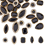 150Pcs 5 Style Sew on Rhinestone, Glass Rhinestone, with Iron Prong Settings, Faceted, Flower & Horse Eye & Teardrop & Rectangle Octagon, Jet, 9~20x8~14x4~6mm, Hole: 0.9~1.2mm, 30pcs/style(RGLA-HY0001-02)