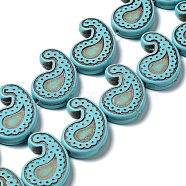 Synthetic Turquoise Dyed Beads Strands, Teardrop, Dark Turquoise, 27~28x19~22x4.4~4.8mm, Hole: 0.7mm, about 18pcs/strand, 15.67~15.94''(39.8~40.5cm)(G-A218-01B)