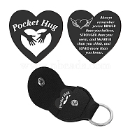 1Pc Heart Shape 201 Stainless Steel Commemorative Decision Maker Coin, Pocket Hug Coin, with 1Pc PU Leather Storage Pouch, Heart Pattern, Heart: 26x26x2mm, Clip: 105x47x1.3mm(AJEW-CN0001-68D)