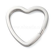 Non-Tarnish 304 Stainless Steel Keychain Clasps, Heart, Stainless Steel Color, 31x31x3mm, Inner Diameter: 23x25mm(STAS-N104-04P)