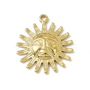 304 Stainless Steel Pendants, Sun with Human Face Charm, Golden, 23x19.5x3.5mm, Hole: 1.6mm(STAS-P316-18G)