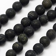 Natural Serpentine/Green Lace Stone Beads Strands, Frosted, Round, 8mm, Hole: 1mm, about 48pcs/strand, 15.1 inch(G-D676-8mm)