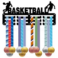 Sports Theme Iron Medal Hanger Holder Display Wall Rack, with Screws, Basketball Pattern, 130x290mm(ODIS-WH0055-010)