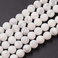 Natural Howlite Beads Strands, Frosted, Round, 8mm, Hole: 1mm, about 49pcs/strand, 15.2 inch(38.5cm)(X-G-G770-06)