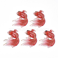 UV Printing Acrylic Pendants, with Spray Paint Bottom, Goldfish, Red, 30x25x4mm, Hole: 1mm(TACR-R149-09)