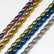 Electroplate Non-magnetic Synthetic Hematite Beads Strands, Rice, Grade A, Mixed Color, 5x3mm, Hole: 1mm, about 80pcs/strand, 16 inch(G-J168-5x3mm-M)