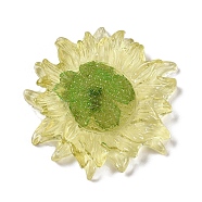 Translucent Resin Pendants, Flower Charms, Green, 35x33x6mm, Hole: 1.4mm(RESI-R449-01G)