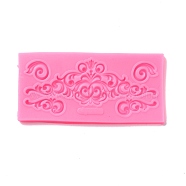 Retro Embossed Ornament Fondant Molds, Cake Border Decoration Food Grade Silicone Molds, for Chocolate, Candy, UV Resin & Epoxy Resin Craft Making, Hot Pink, 132x65x7mm, Inner Diameter: 22~119x13.5~42mm(DIY-E054-12)