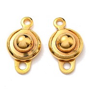 304 Stainless Steel Snap Clasps, Flat Round, Real 24K Gold Plated, 15x9x5.5mm, Hole: 1.4mm and 2mm(STAS-B045-08G)