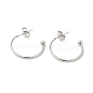 304 Stainless Steel Stud Earring, Half Hoop Ear Stud, Stainless Steel Color, 19.5x3x20mm(EJEW-H134-02C-P)