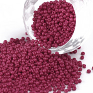 11/0 Grade A Baking Paint Glass Seed Beads, Round, Cerise, 2.3x1.5mm, Hole: 1mm, about 5300pcs/50g(X-SEED-N001-A-1058)