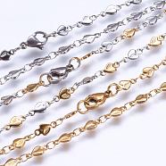 304 Stainless Steel Chain Necklaces, with Lobster Claw Clasps, Heart, Mixed Color, 17.9 inch(45.5cm)(STAS-P164-02)