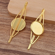 Iron Hair Bobby Pin Findings, with Brass Flat Round Bezel Settings, Golden, 70x16mm, Tray: 20mm(OHAR-PW0001-019G)