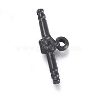 304 Stainless Steel Toggle Clasps Parts, Bar, Electrophoresis Black, 19.5x7x2.5mm, Hole: 1.2mm(STAS-M278-03B)