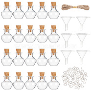 DICOSMETIC DIY Apple Shape Wish Bottle Pendant Decorations Making Kit, Including Glass Empty Wishing Bottles with Cork & Iron Peg Bails, Mini Plastic Funnel Hopper, Jute Cord, Clear, 21x18mm(DIY-DC0001-72)