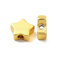 Rack Plating Brass Beads, Long-Lasting Plated, Star, Golden, 7.5x8x3mm, Hole: 1.2mm.(KK-P095-12G)