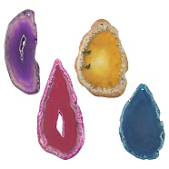 About 100G Natural Agate Pendants, Agate Slices, Dyed & Heated, Nuggets Charms, Mixed Color, 48~105x39~68x4~7mm, Hole: 2~2.5mm(G-YW0002-01)