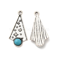 Retro Alloy Pendants, with Synthetic Turquoise, Arrow Charms, Antique Silver, 33x16x4.5mm, Hole: 2mm(TIBEP-L020-05AS)