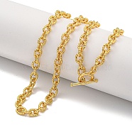 Twist Oval Brass Cable Chain Necklaces for Women, Real 18K Gold Plated, 19.49 inch(495mm)(NJEW-G084-05G)