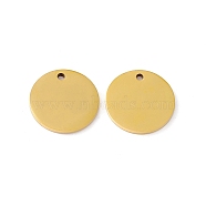 Vacuum Plating 201 Stainless Steel Pendants, Flat Round Charm, Real 18K Gold Plated, 15x1.5mm, Hole: 1.4mm(STAS-J401-LD021)