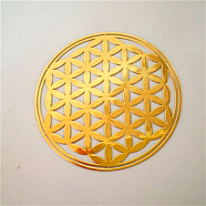 Self Adhesive Brass Stickers, Scrapbooking Stickers, for Epoxy Resin Crafts, Flower of Life Pattern, Golden, 20mm(DIY-E015-39B)