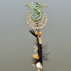 Natural Citrine Viking Dragon Wands, Fairy Stick, 180mm(PW-WGF7DBE-01)